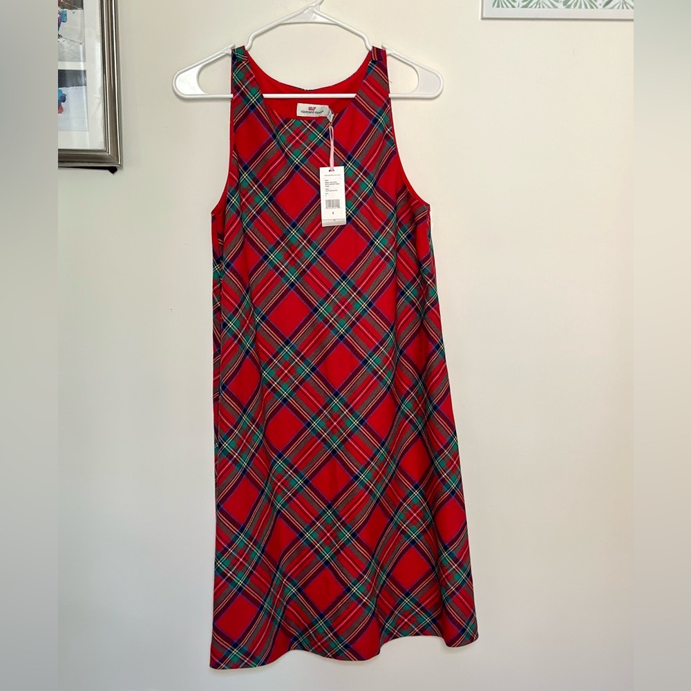 NWT - Vineyard Vines Jolly Plaid Shift Dress - 'Lighthouse Red' - SIZE 8 (M)